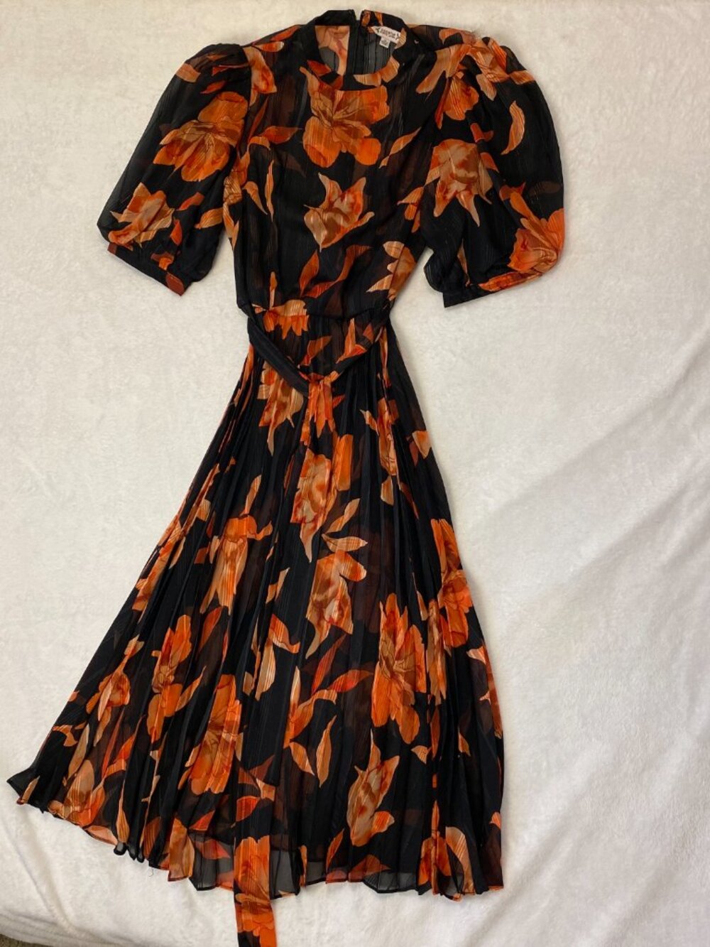 Nanette Lapore Sheer Floral Maxi Dress Short Sleeve Puff Sleeve *damaged*